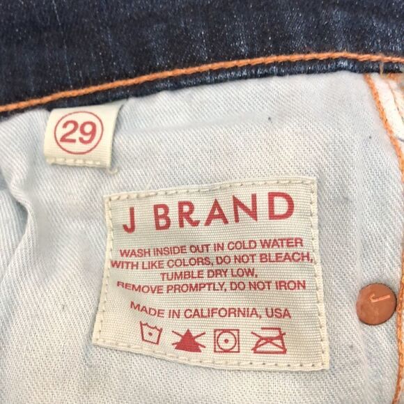 J Brand low rise Torn Dark Vintage Jeans distressed on front, whiskering 29 Nice - Picture 13 of 13